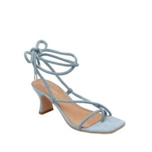Lisa‎ Vicky Womens 6.5M Zag Ankle Tie Sandal In Sky Blue Suede Heels Strappy New